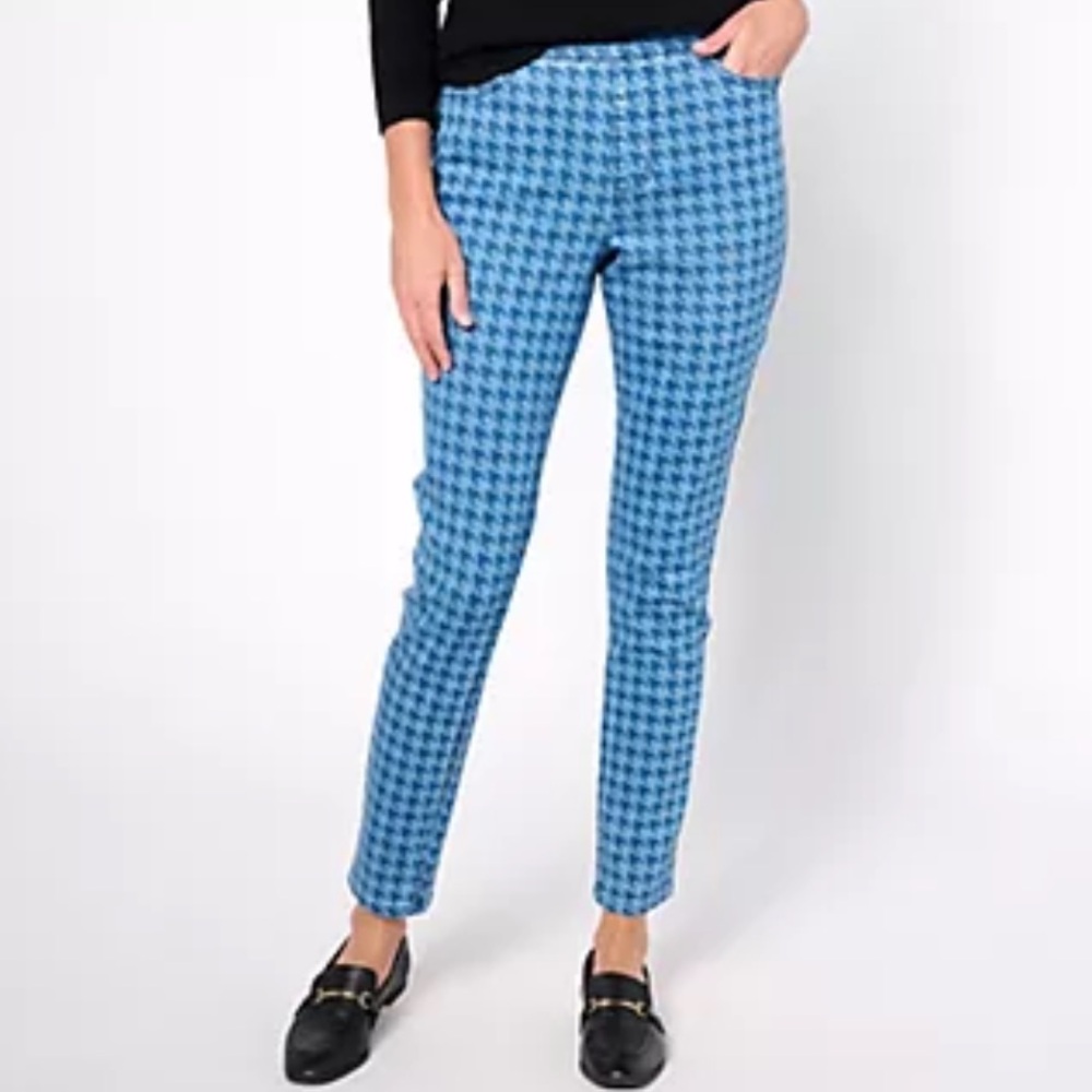 Isaac Mizrahi Live! Tall True Denim Blue Houndstooth Jeans new